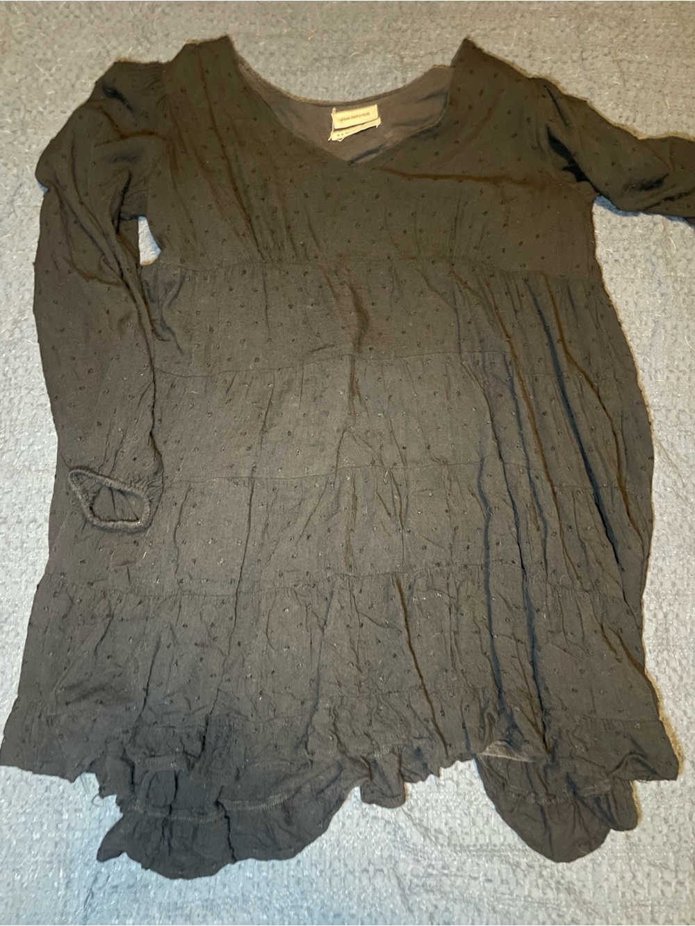 Urban Outfitters Black Textured Long-Sleeve Tunic